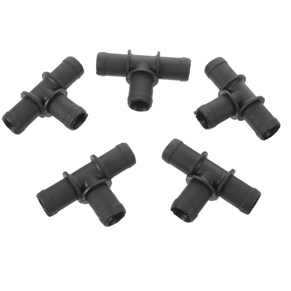 CRILSTYLEO High Temp Resistant Heater Hose Tee, Black Plastic, for Car Coolant, 5Pcs