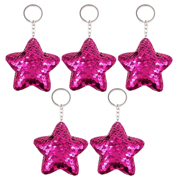 CRILSTYLEO 5-Pack Glitter Sequin Keychains, Rosy Plastic Charm Key Holders for Family, Friends, Colleagues, Party Favors and
