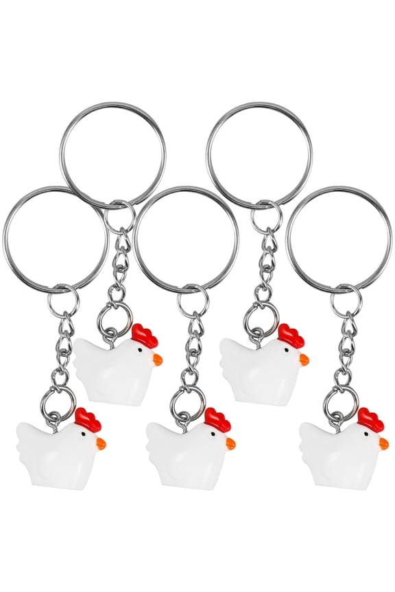 5-Pack Realistic Chicken Keychains Resin Decorative Key for Men Women Kids All Ages