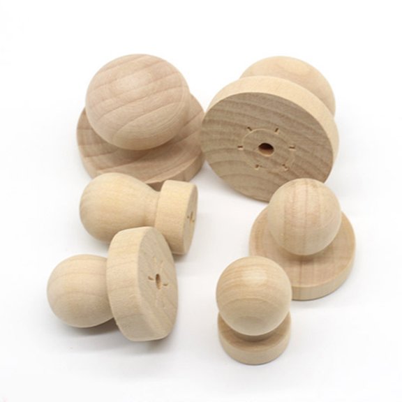 CRILSTYLEO 5Pcs Durable Wooden Seals with Handmade Round Handles for DIY Crafts Scrapbooking