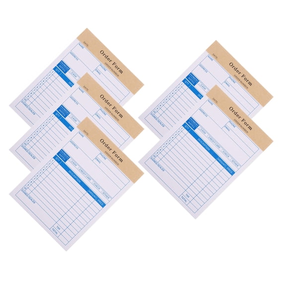 CRILSTYLEO 5-Pack Order Receipt Invoice Books with Thick Paper for Vendors, Small Businesses, and Craft Stores