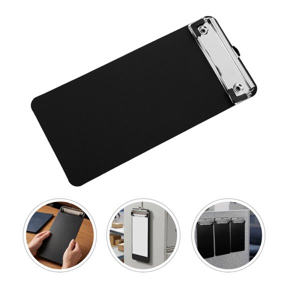 CRILSTYLEO 5Pcs Wall Mountable Clipboards Black Plastic with Low Profile Clip for Office