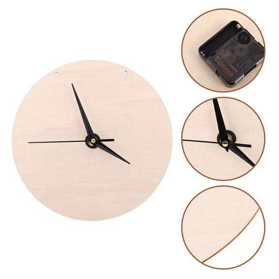 CRILSTYLEO 5Set DIY Wood Clock Face Round Dial Replacement Kit with Silent Movement and Wooden Parts
