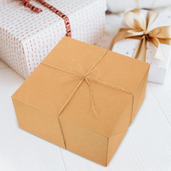 CRILSTYLEO 6Pcs Brown Kraft Paper Boxes for Bridal and Wedding 7.86x7.86x3.93in