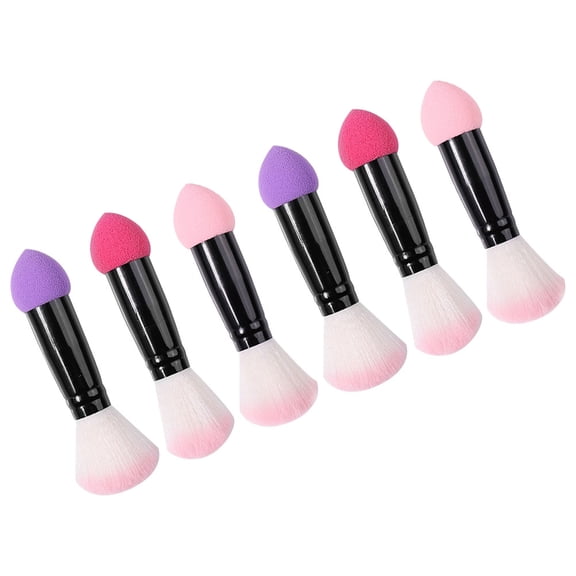 CRILSTYLEO 6Pcs Facial Applicator Brush for Blush Application in Purple Pink Rose Pink Colors for Women