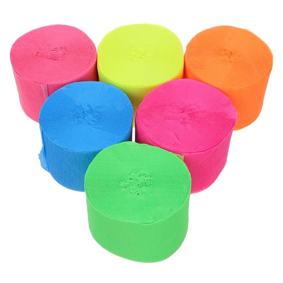 CRILSTYLEO Fluorescent Colored Crepe Paper Rolls Party Streamers 6 Pieces