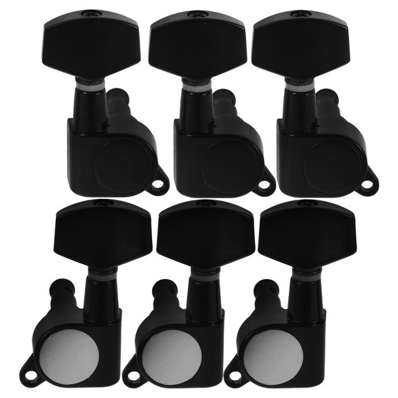 CRILSTYLEO 6-Pack Black Acoustic Guitar Tuning Machines Full Closed Locking Tuners with Large Knobs for Precise Tuning