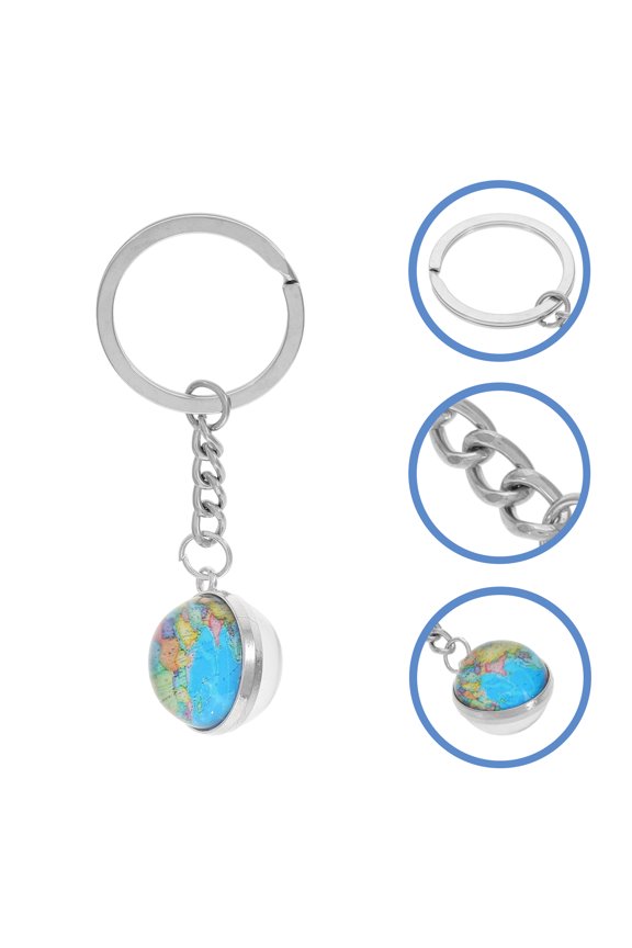 6Pcs Globe Keychain Set Multi Color Fashionable Earth Pendant Key Ring Accessories for Decor and Daily Use