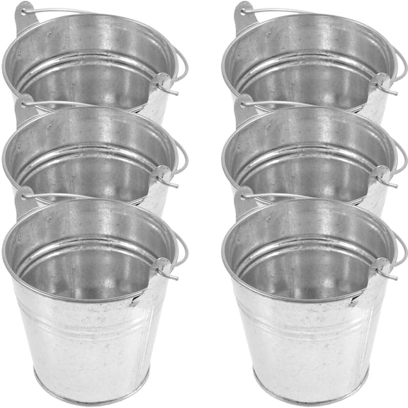 CRILSTYLEO Wedding Candy Box Mini Metal Bucket Silver 6Pcs