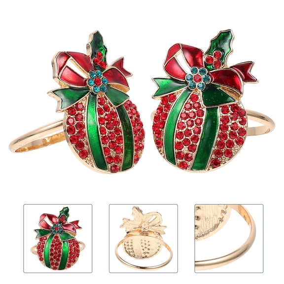 CRILSTYLEO 6pcs Christmas Napkin Rings Alloy Table Decor for Holiday Dining