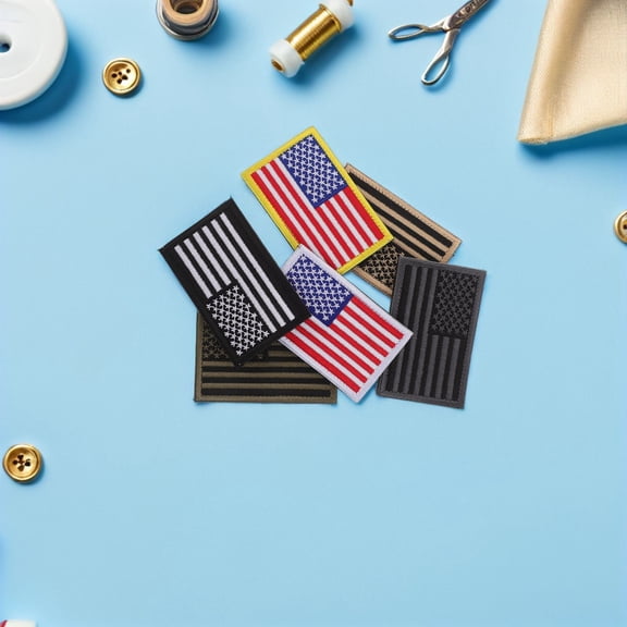CRILSTYLEO 6pcs Usa Flag Patch Embroidered Small Shoulder Patch for Jackets