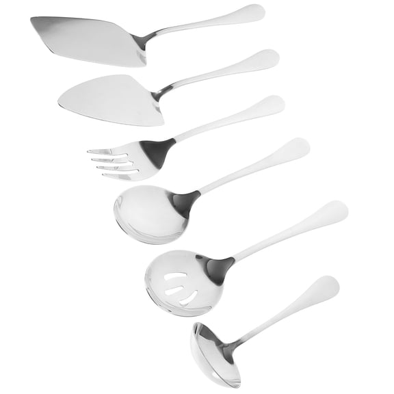 CRILSTYLEO 6Pcs Stainless Steel Serving Utensils Set for Parties Home and Holiday Gatherings