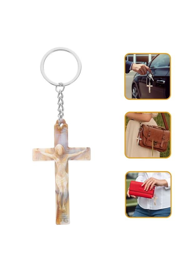 6-Pack Stylish Cross Keychain Pendants Decorative Key for Mens Bags and Car Accessories