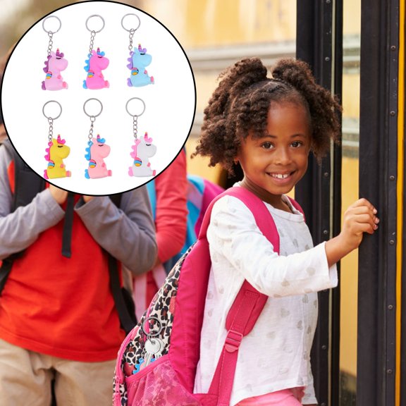 CRILSTYLEO 6Pcs Unicorn Shape Pendants PVC Car Keychains Clip on Bags for Any Occasion