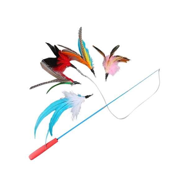 CRILSTYLEO 6pcs Adjustable 3 Section Cat Teasing Stick Assorted Color for Cat Enrichment Toys