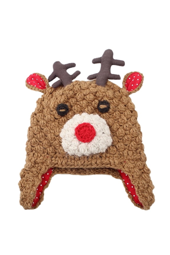Brown Knitted Hat with Cute Antlers Design, Soft and Comfortable Winter Cap for Photos, Outdoor Activities, and Daily Wear