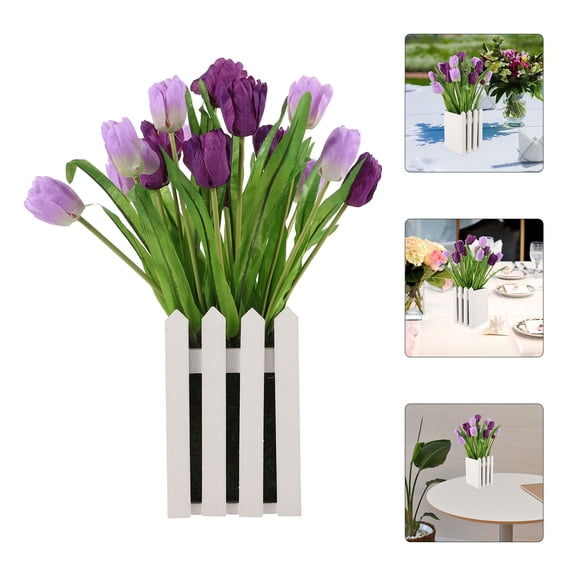 CRILSTYLEO Artificial Flower Home Decor With Real Touch Tulip Fence For Wedding Party 1Pack 15.7X4.5X4.5in