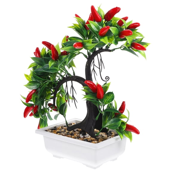CRILSTYLEO Realistic Faux Chili Pepper Plant, Multicolor Plastic Artificial Decorative Greenery for Home Room Office Decor