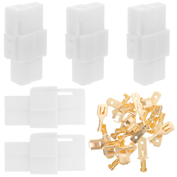 CRILSTYLEO Auto Electrical Connectors 5 Sets White Plastic Terminal Blocks for Electrical Installation