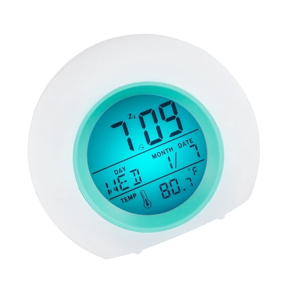 CRILSTYLEO White LED Digital Alarm Clock with Light Snooze Date and Temperature Display