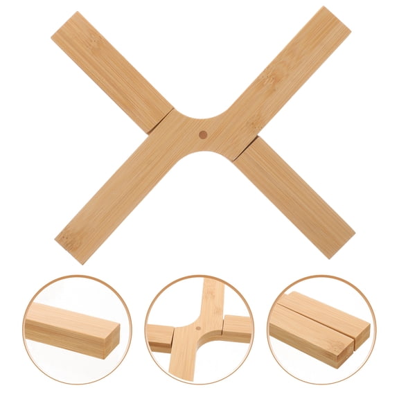 CRILSTYLEO Beige Bamboo Folding Trivet for Hot Pots and Pans Nonslip Heat Insulating Wooden Pot Holder