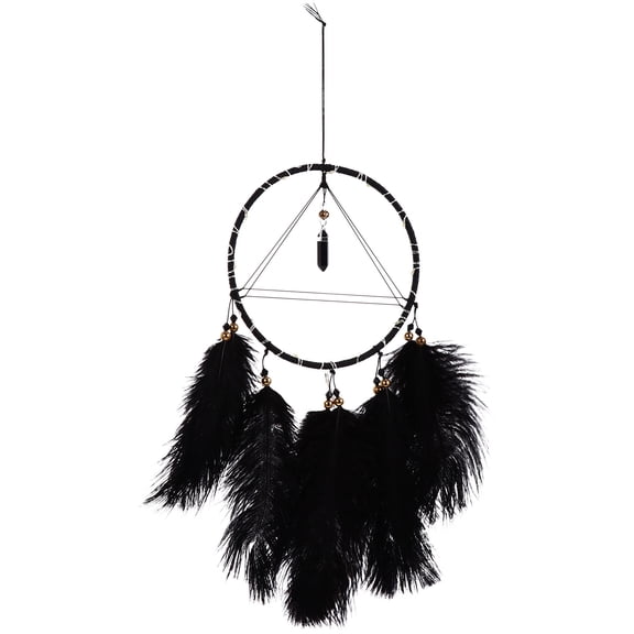 CRILSTYLEO Black Dreamcatcher with Lights Decorative Hanging Ornament for Home and Garden Decor 24 Inch Synthetic Material