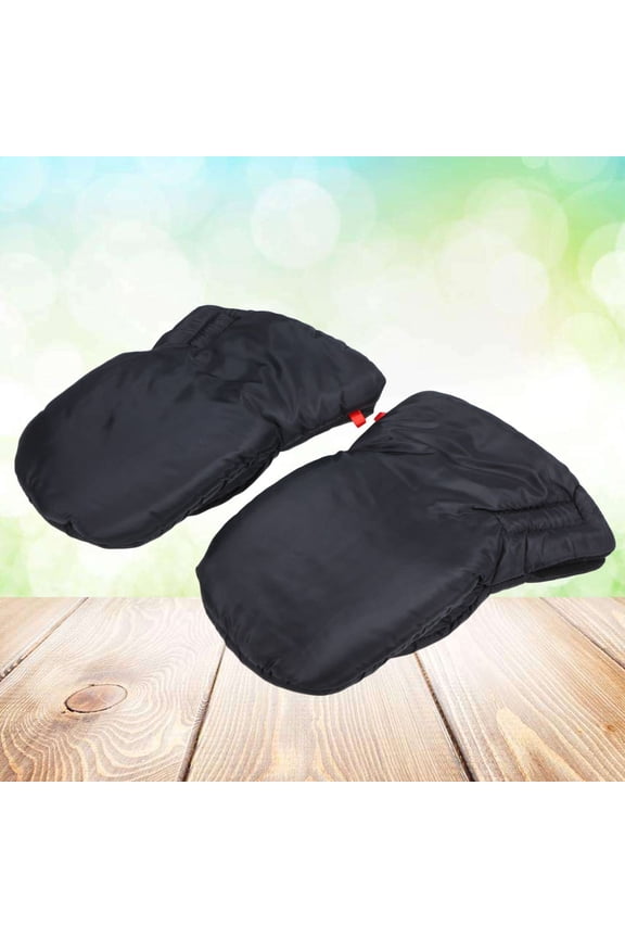 Anti Freeze Stroller Mittens Black Thickened Gloves 1 Pair 13.8x5.9x2.8in