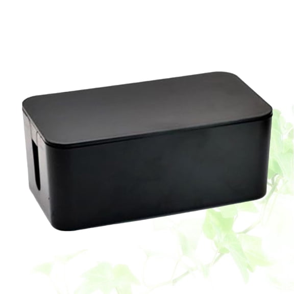 CRILSTYLEO Black Cable Organizer Box for Charger and Cord Storage with , Compact Design for Home and Office