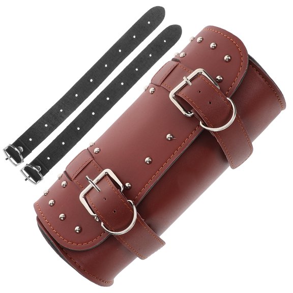 CRILSTYLEO Brown Universal Motorcycle Saddlebags Handlebar Tool Pouch Rear Rack Storage Bag for Electric Bikes