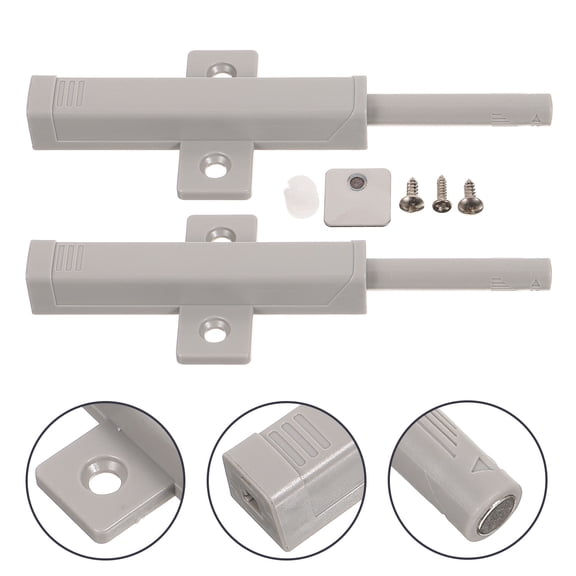 CRILSTYLEO Cabinet Closer Latch 2Sets 14x5cm Dark Grey Push To Open Latch For Home Use Abs Plastic