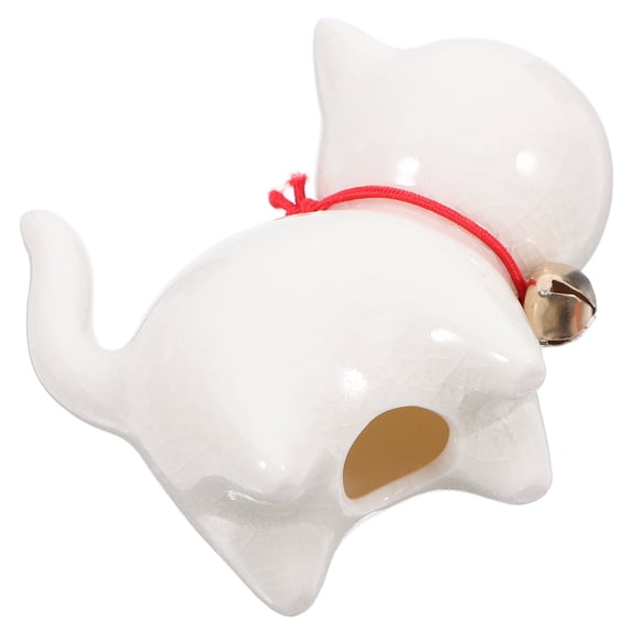 CRILSTYLEO White Ceramic Cat Figurine Desk Statue Decorative Animal Sculpture for Office and Home, 1 Set