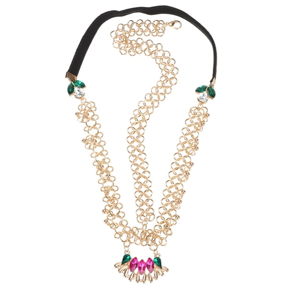 CRILSTYLEO Classic and Elegant Bridal Headpiece Golden Alloy Chain 1Pack for Brides