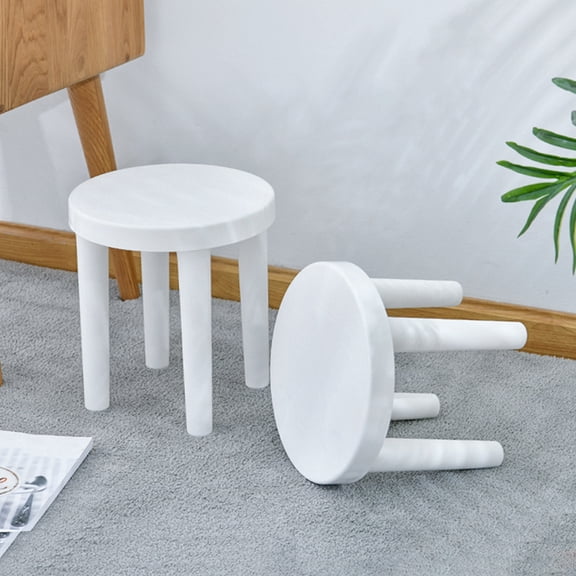 CRILSTYLEO kids seating stool White Round 25cm x 21cm Three-Legged Low Seat