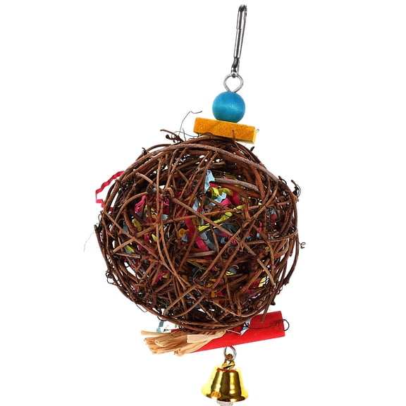 CRILSTYLEO Conure Toys Dark Brown Rattan Chewing Ball 1 Piece for Parakeet Use