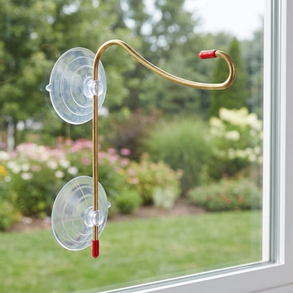 CRILSTYLEO Copper Bird Feeder Hangers for Hanging Baskets with Suction Cup for Window Installation