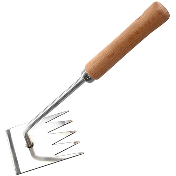 CRILSTYLEO Durable Hand Weeder Tool Silver Wooden Ergonomic Handle For Garden 1Set