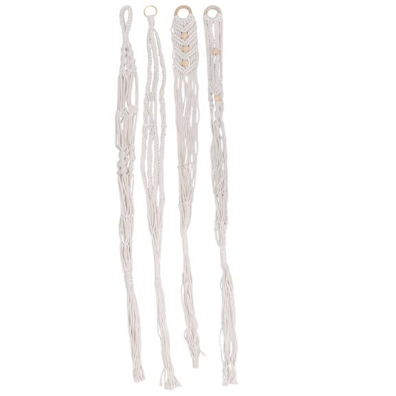 CRILSTYLEO Cotton Hanging Plant String Bags, White Hand-Knitted Net Flowerpot Holders for , 4 Pieces Set
