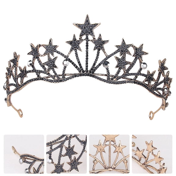 CRILSTYLEO Black Alloy Bridal Headdress - Comfortable and Elegant Hair Accessory for Weddings, Parties, and Special Events
