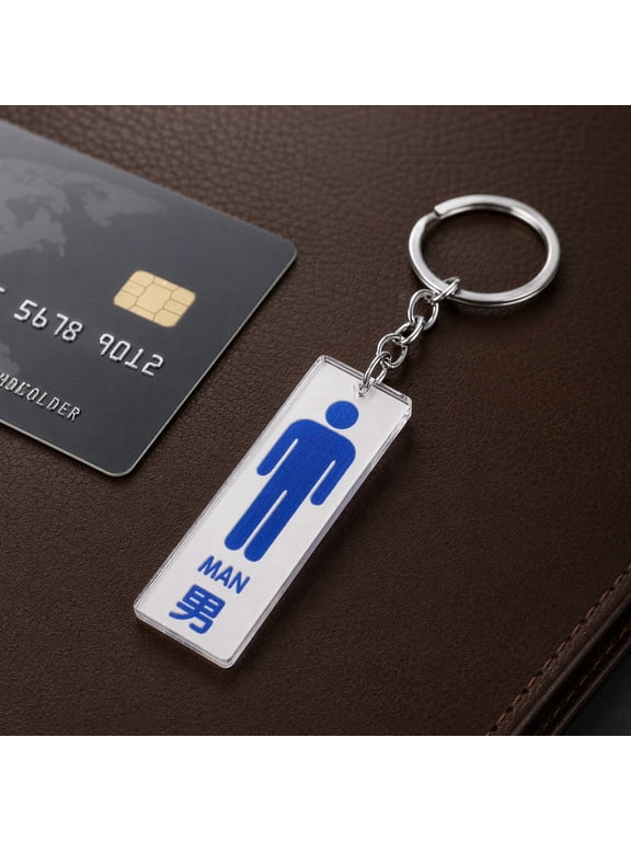 Durable Blue Acrylic Restroom Pass Keychain, Unique and Creative Key Identifier
