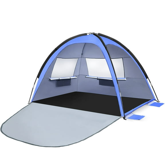 CRILSTYLEO Durable Blue Beach Tent with UPF 50 Protection Lightweight Portable Polyester for Family Camping 23 People