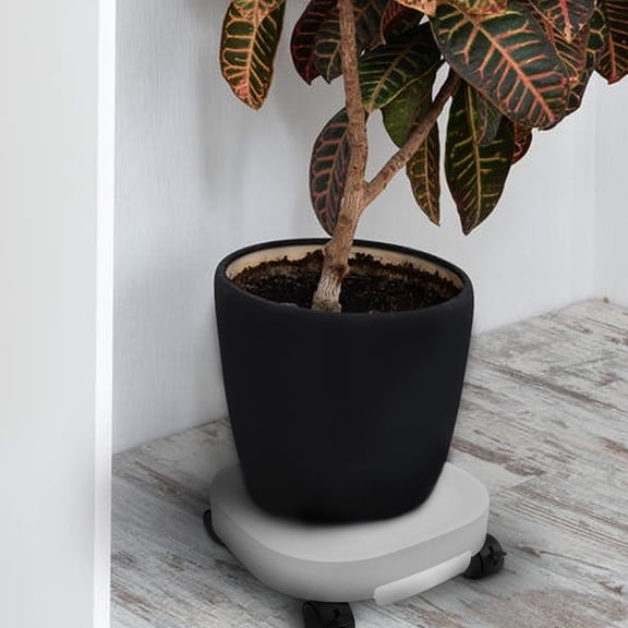 CRILSTYLEO Durable Light Grey Plant Caddy with Casters and Brake Thickened Resin Tray for Planter