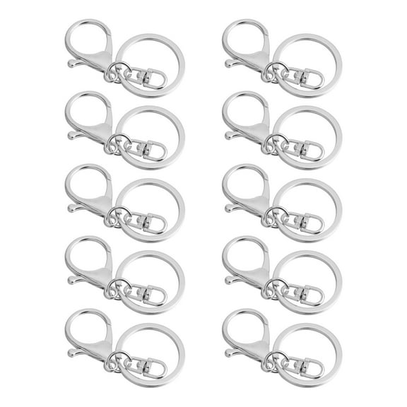 CRILSTYLEO Durable Metal Lobster Clasps with Swivel Design for Keychains and Decor Silver 10Pcs