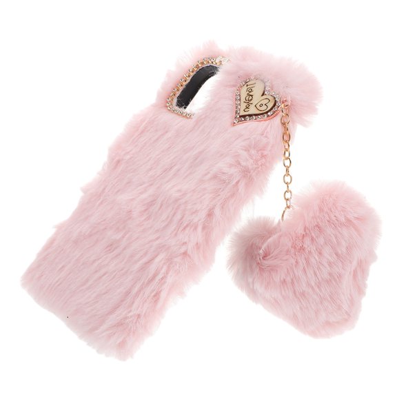 CRILSTYLEO Durable Pink Plush Phone Case Soft Comfortable Shell for Cold Weather and Stylish Phone Accessory