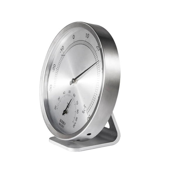 CRILSTYLEO Stainless Steel Hygroscope with Large Clear Display, Metal Design for Home and Industrial Applications