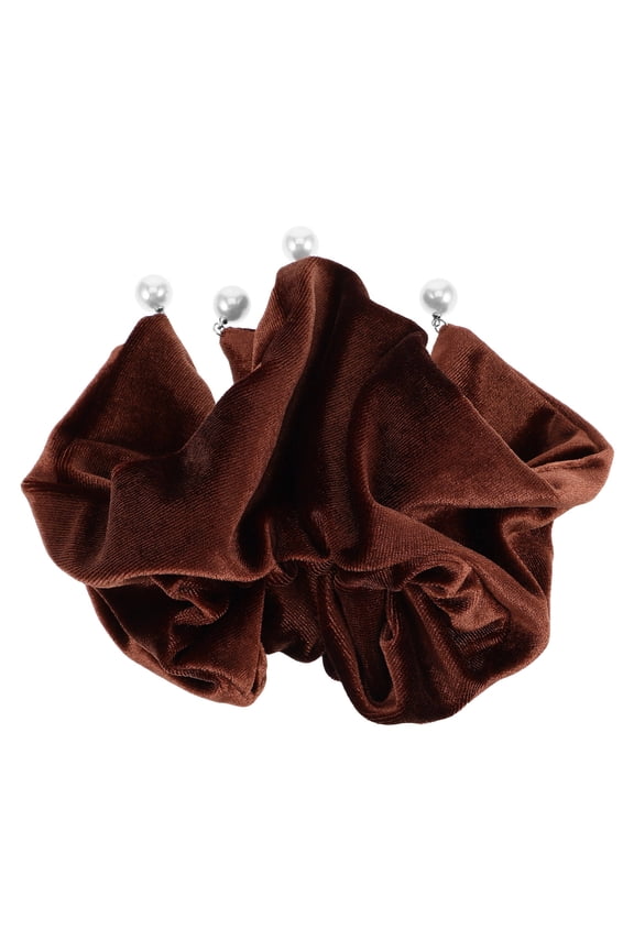Extra Large Velvet Hair Ties Coffee Square Design Elegant Hair Accessories for Low Ponytail