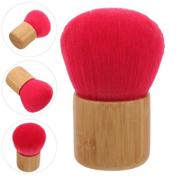 CRILSTYLEO Faux Fiber Wood Round Setting Powder Brush For Loose Powder 1Pack Soft Makeup Brushes For Women