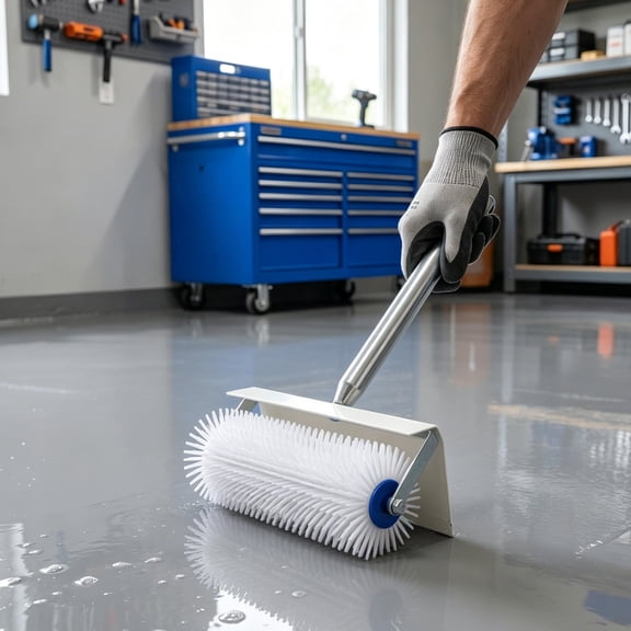 CRILSTYLEO White Self Leveling Defoaming Roller for Floor with Splash Guard Spike for Smooth Epoxy Coating