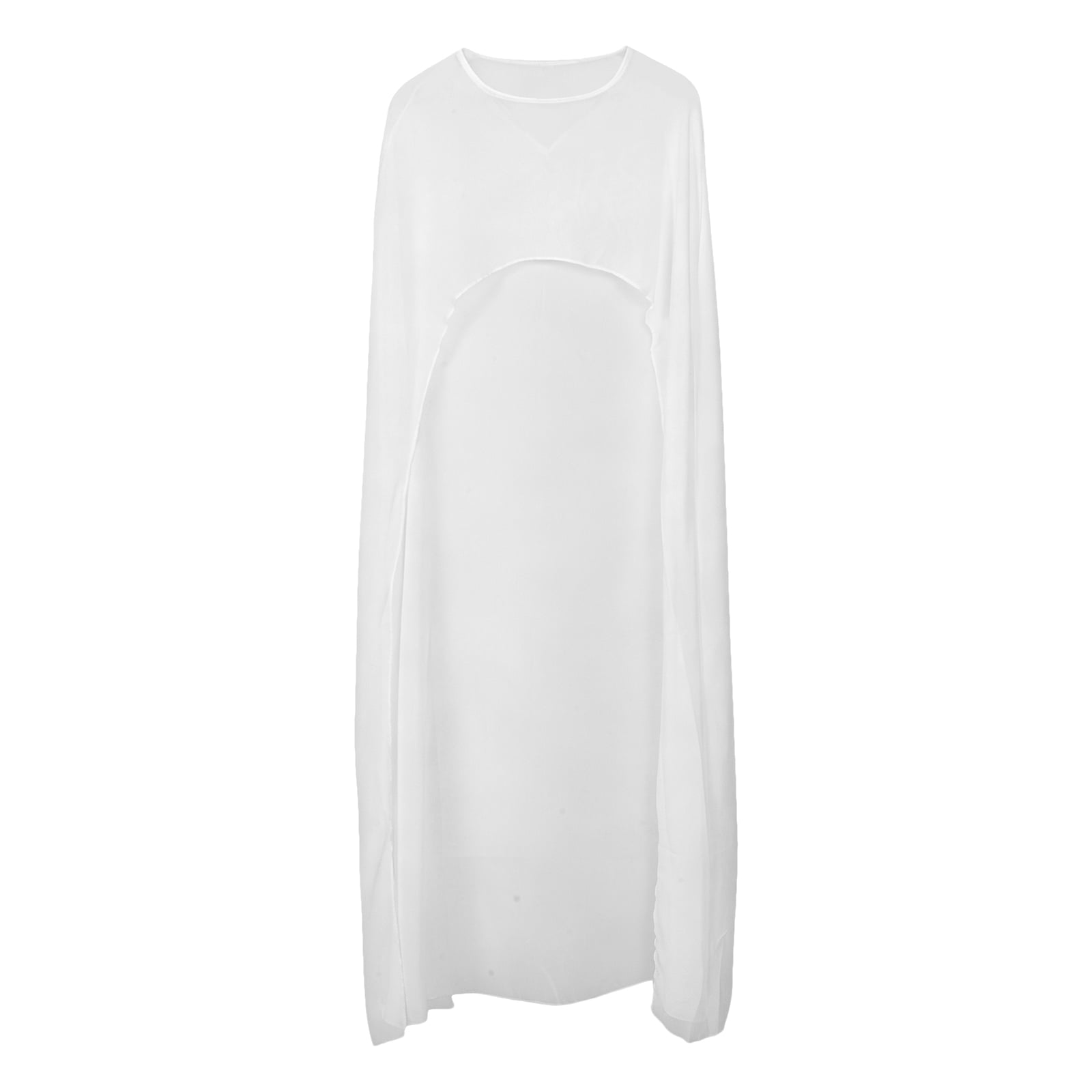 CRILSTYLEO Flowy White Mesh Cape Sheer Bridal Wrap for Cocktail Dresses ...