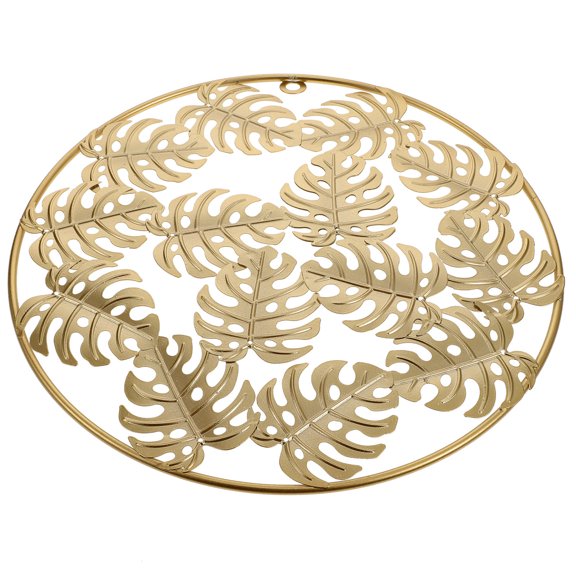 CRILSTYLEO Golden Round Leaf Wall Hanging Iron Decor for Indoor Outdoor Use