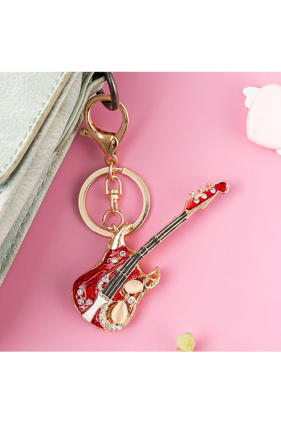 Guitar Keychain Pendant Alloy Modern Design 1 Set Keyring for Everyday Use and Giving